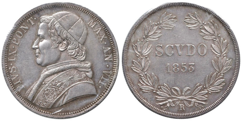 Pio IX (1846-1878) Scudo 1853 An. VII - Munt. 10 AG Periziata da Cavaliere F. co...