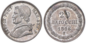 Pio IX (1846-1878) 20 Baiocchi 1856 An. X - Munt. 14c AG (g 5,37) R