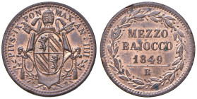Pio IX (1846-1878) Mezzo baiocco 1849 An. IV - Munt. 34d CU (g 4,88)