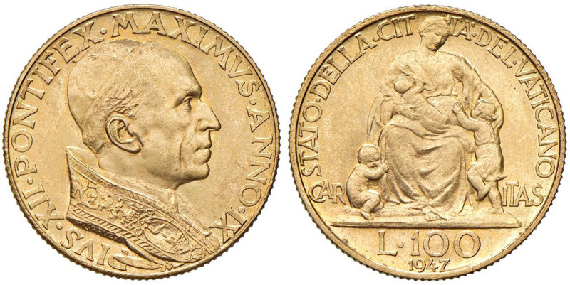 Pio XII (1939-1958) 100 Lire 1947 An. IX - Nomisma 943 AU (g 5,19) RR 

Status...