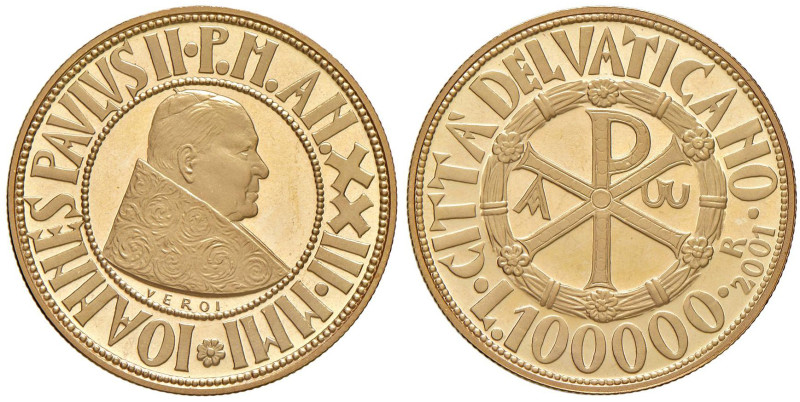 Giovanni Paolo II (1978-2005) 100.000 Lire 2001 - Gig. 316 AU (g 15,00) In scato...