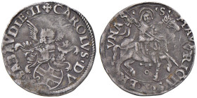 Carlo II (1504-1553) Da 5 Grossi e un quarto o Cornuto forte - MIR 368a AG (g 5,24) RR