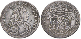 Carlo Emanuele III (1730-1755) Mezza lira 1733 - Nomisma 28 AG (g 2,90) RRR