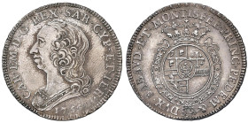 Carlo Emanuele III (1755-1773) Quarto di scudo 1755 - Nomisma 177 AG (g 8,83) Di insolita qualità per la tipologia, esemplare in altissima conservazio...