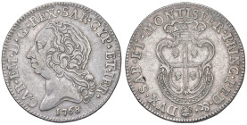 Carlo Emanuele III Sardegna (1755-1773) Mezzo scudo 1768 - Nomisma 243 AG (g 11,66) R
