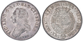 Vittorio Amedeo III (1773-1796) Mezzo scudo 1791 - Nomisma 343 AG (g 17,60) RRR