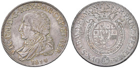 Vittorio Emanuele I (1802-1821) Mezzo scudo 1814 - Nomisma 500 AG (g 17,55) RR