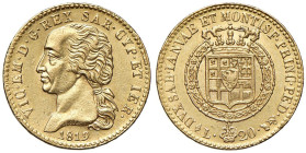 Vittorio Emanuele I (1802-1821) 20 Lire 1819 T - Nomisma 511 AU R Lievi hairlines al D/.