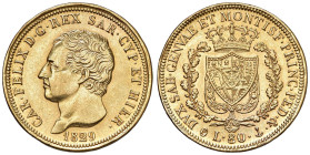 Carlo Felice (1821-1831) 80 Lire 1829 G - Nomisma 531 AU NC Da montatura. Colpi al bordo.