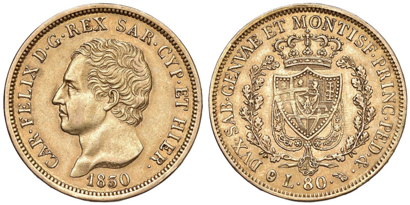 Carlo Felice (1821-1831) 80 Lire 1830 T - Nomisma 533 AU NC

Status: BB-SPL