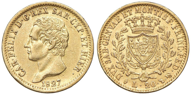 Carlo Felice (1821-1831) 20 Lire 1827 T - Nomisma 548 AU 

Status: qSPL