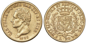 Carlo Felice (1821-1831) 20 Lire 1828 T - Nomisma 549 AU R