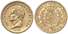 Carlo Felice (1821-1831) 20 Lire 1828 T - Nomisma 550 AU R P in ovale.