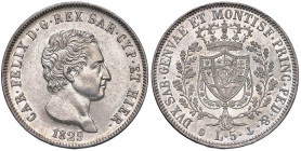 Carlo Felice (1821-1831) 5 Lire 1829 G - Nomisma 570 AG Conservazione eccezionale.