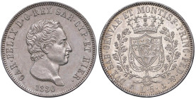 Carlo Felice (1821-1831) 5 Lire 1830 G - Nomisma 572 AG Esemplare di conservazione eccezionale impreziosito da bellissima patina.