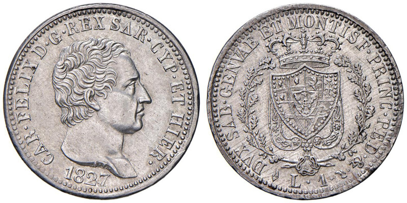 Carlo Felice (1821-1831) Lira 1827 T - Nomisma 595 AG Graffietti.

Status: SPL