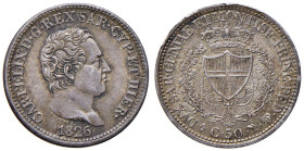 Carlo Felice (1821-1831) 50 Centesimi 1826 T - Nomisma 602 AG