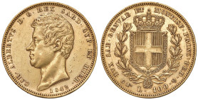 Carlo Alberto (1831-1849) 100 Lire 1842 T - Nomisma 633 AU RR Colpetti al bordo.
