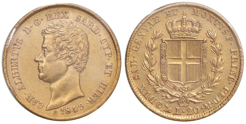 Carlo Alberto (1831-1849) 20 Lire 1849 G - Nomisma 665 AU Periziata da Massimo F...