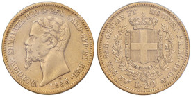 Vittorio Emanuele II (1849-1861) 20 Lire 1855 T - Nomisma 751 AU Periziata da Massimo Filisina, variante H al posto di II.