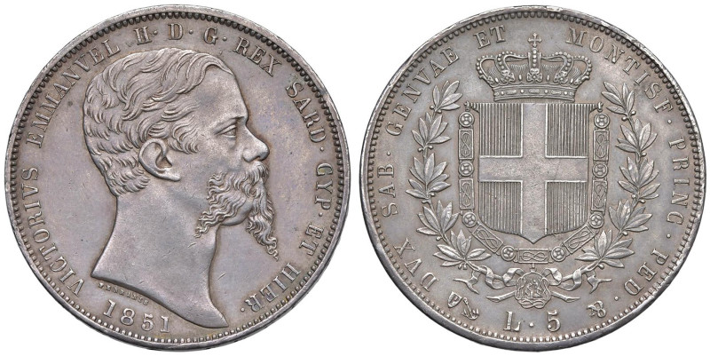 Vittorio Emanuele II (1849-1861) 5 Lire 1851 G - Nomisma 773 AG R

Status: SPL...