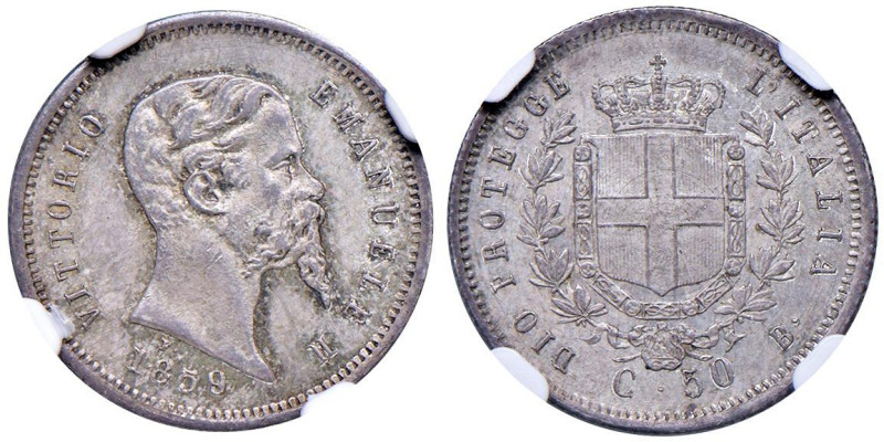 Vittorio Emanuele II re eletto (1859-1861) 50 Centesimi 1859 B - Nomisma 834 AG ...