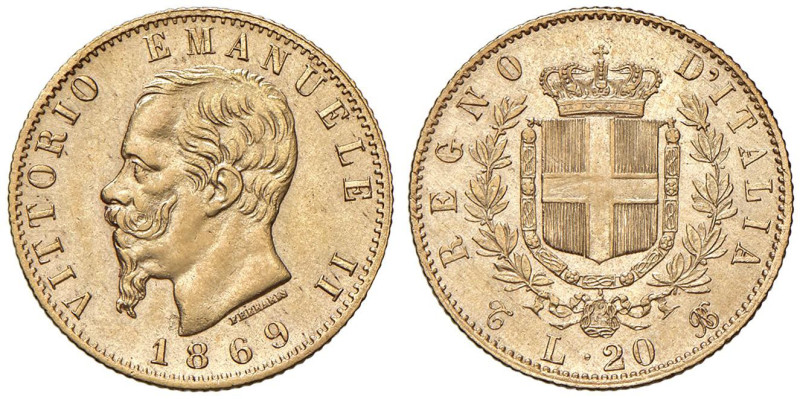 Vittorio Emanuele II (1861-1878) 20 Lire 1869 T - Nomisma 856 AU 

Status: SPL