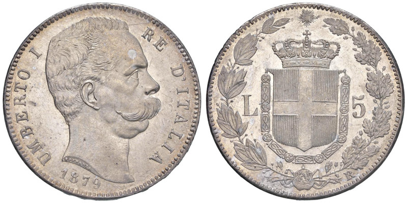 Umberto I (1878-1900) 5 Lire 1879 - Nomisma 993 AG Lievissimi contatti su fondi ...