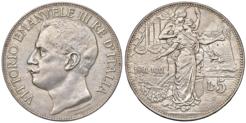 Vittorio Emanuele III (1900-1946) 5 Lire 1911 - Nomisma 1129 AG R Interessante v...