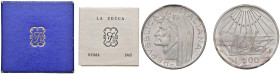 ITALIA Repubblica monetazione in lire (1946-2001) 500 Lire 1965 Dante prova - Gig. P3 RR Conservazione eccezionale in scatola blu della zecca original...