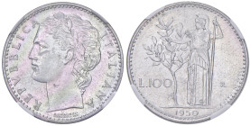 ITALIA Repubblica monetazione in lire (1946-2001) 100 Lire 1950 prova - Gig. E3 IT RRR In slab NGC n° 2126498-045, TOP POP.