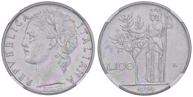 ITALIA Repubblica monetazione in lire (1946-2001) 100 Lire 1954 prova - Luppino PP579 AC RRRRR In slab TOP POP miglior esemplare certificato NGC n° 66...
