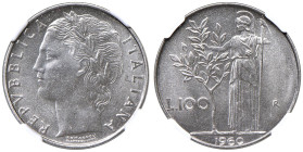 ITALIA Repubblica monetazione in lire (1946-2001) 100 Lire 1960 - Gig. 97 AC In slab NGC n° 6646125-017, TOP POP.