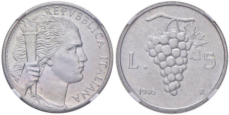 ITALIA Repubblica monetazione in lire (1946-2001) 5 Lire 1946 - Gig. 277 IT RR I...