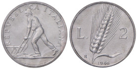 ITALIA Repubblica monetazione in lire (1946-2001) 2 Lire 1946 - Gig. 324 IT R Periziata da Cavaliere F. come "FDC".