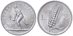 ITALIA Repubblica monetazione in lire (1946-2001) 2 Lire 1947 - Gig. 325 IT RRR Lieve macchietta nel campo.