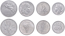 ITALIA Repubblica monetazione in lire (1946-2001) Serie di quattro valori da 10, 5, 2 e una Lira 1946 - Gig. 229, 277, 324 e 361 IT R  Periziata da Nu...