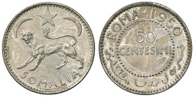 SOMALIA Afis (1950-1960) 50 Centesimi 1950 prova - Luppino PP739 MI RRR