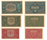 POLONIA 1, 5, 10 Marek Decreto 23/08/1919 - Pik 22, 23, 24