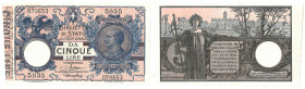 Vittorio Emanuele III (1900-1946) 5 Lire Decreto 19/09/1923 - Gig. BS 12F