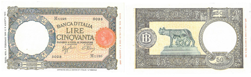 Vittorio Emanuele III (1900-1946) 50 Lire lupetta capitolina (B.I) RSI Decreto 0...