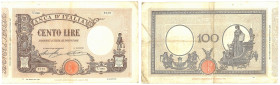 Vittorio Emanuele III (1900-1946) 100 Lire Matrice Fascio Decreto 11/10/1927 - Gig. BI 17E R Minimo taglietto.