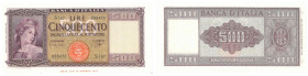 ITALIA Repubblica monetazione in lire (1946-2001) 500 Lire Italia Decreto 23/03/1961 - Gig. BI 39C NC Leggera piega sulla filigrana.
