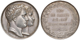 FRANCIA Napoleone I e Maria Luisa d'Austria Medaglia per il matrimonio del 1812 tra il Duca di Padova e Zoe di Montesquiou, legenda tra rami di palma ...