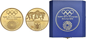 GERMANIA Medaglia commemorativa per le 20° Olimpiadi di Monaco 1972 AU (g 35,02) In confezione originale. Graffietti.