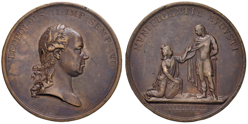 Leopoldo II d'Austria Lorena (1792-1794) Medaglia 1791 Omaggio della città di Ma...