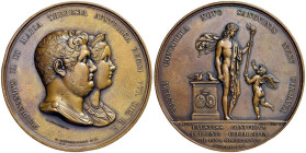 NAPOLI Ferdinando II di Borbone (1830-1859) Medaglia 1837 Nozze del re con Maria Teresa d'Austria - Opus: F. D'Andrea e L. Arnaud, Ricciardi 168, D'Au...