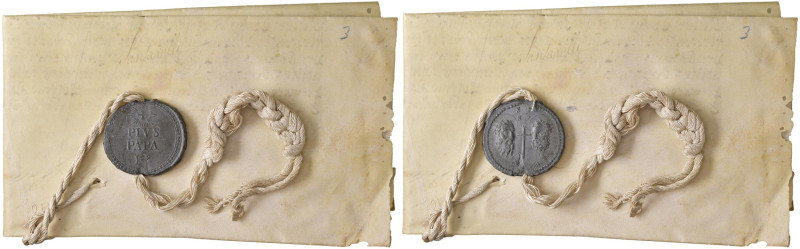 Pio IX (1846-1878) Bolla plumbea con documento originale in pergamena

Status:...