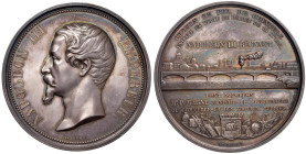 Medaglia 1854 Costruzione della Ferrovia di Parigi AG (g 261,00 - Ø 77 mm). Opus: A. Bovy e L. Merley. Originale: mano indicativa e "ARGENT" sul conto...