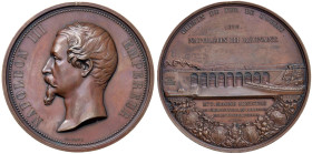 Medaglia 1855 Costruzione della Ferrovia da Parigi a Brest AE (g 220,00 - Ø 77 mm). Opus: A. Bovy. J. P. Divo n. 284. Minuscoli colpetti ad ore 12 del...